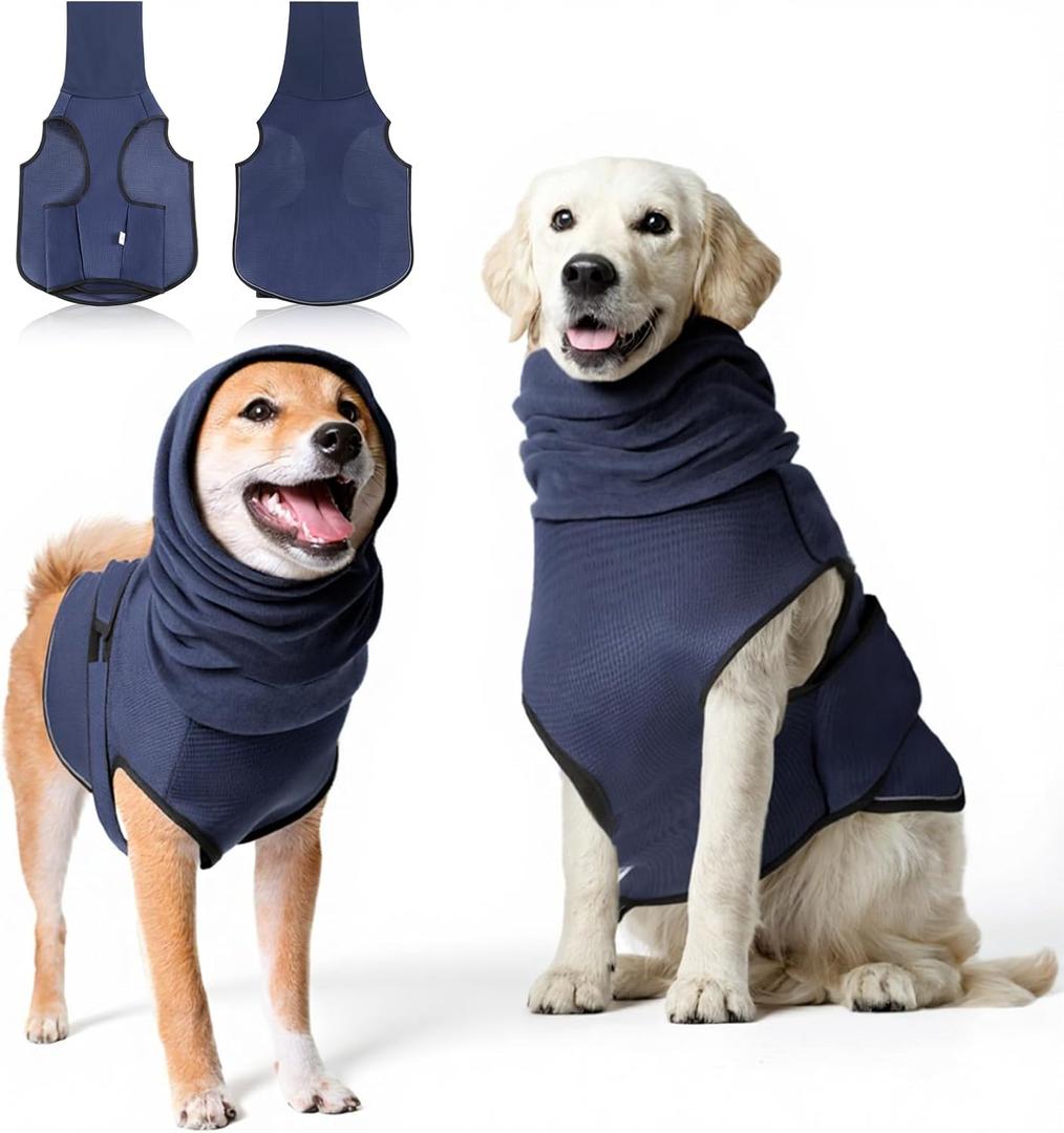 Dog Anxiety Shirt, Dogs Jacket for Thunder, Anxiety Vest for Dogs, Anxietys Calming Vest Jacket for Boy Pet Body and Ear(Navy Blue, XL)