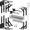Gate Corner Brace Bracket Anti Sag Gate Kit with Self-Locking Gate Latch, Gate Frame Kit for Wooden Fence/ Corral Gates/ Driveway Gates/ Shed Doors/ Wood Windows, 2 Pack