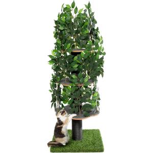 Cat Tree Scratching Post for Climbing, Hiding and Sleeping - Cat Tower for Indoor Cats with Interchangeable Leaves - Multilevel, Easy to Assemble - Pet-Safe Materials, Durable and Sturdy Construction