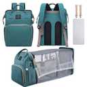 Diaper Bag Backpack, Multifunctional Baby Diaper Bag, Diaper Changing Station for Boys Girls, Large Capacity Travel Baby Bag for Mom Dad (Green)