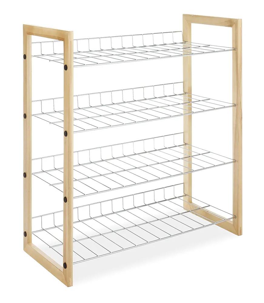 Whitmor Wood & Chrome 4 Tier Closet Shelf