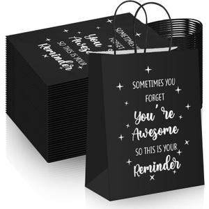 Tenceur 20 Pcs Appreciation Gift Bags for Employee, Coworker, Colleague Thank You with Handles - 8.3 x 4.3 x 10.6 Inches, Paper Gift Bags for Birthday, Party Favor (Black)