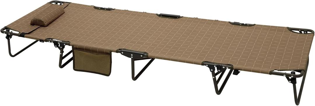 SunnyFeel Portable Folding Camping Cot High Off Ground, Outdoor Sleeping Cots for Adults Heavy Duty, Easy Set up and with Compact Folding Size, Support 300 LBS for Travel Camp Vacation Home Office Nap (Xl-brown)