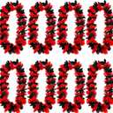 8 Pcs Graduation Hawaiian Leis 2026 Luau Flower Necklace in Bulk for Graduation Party Favor Supplies(Black and Red)
