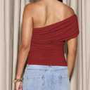 SOLY HUX Women's Ruched Tank Top One Shoulder Asymmetrical Neck Slim Fitted Summer Tops (S)