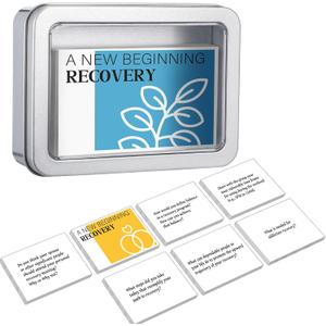 51 Pcs Recovery Card Game for Adults Includes 50 Addiction Recovery Cards with Tin Box Therapy Games for Adults Group Therapy Activities for Stress and Social Anxiety Mental Health