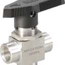 3 Way Ball Valve 1/4" NPT Reduce port 3mm Stainless Steel L Port Instrument Fitting Panel Mount (1/4")