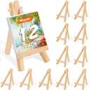 WOWOSS 12 Pack 5" Mini Wood Display Easel, Natural Wooden Tripod Holder Stand for Displaying Small Canvases, Business Cards, Photos