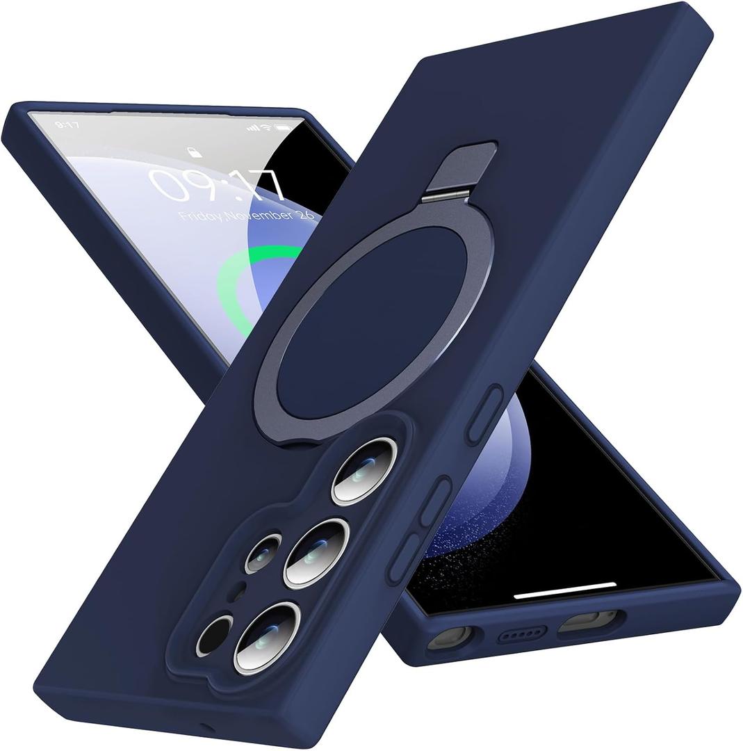Mag-Ring for Galaxy S23 Ultra Case, Liquid Silicone [Moisturizing Factor] Exreme Soft Slim Phone Case with Stand [Compatible with Mag Safe] for Samsung Galaxy S23 Ultra 6.8" Men Women, Royal Blue
