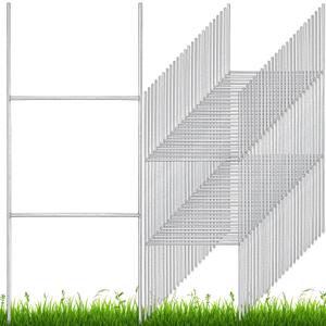 Therwen 60 Pcs H Stake for Yard Sign 24'' x 10'' Metal Heavy Duty H Frame Lawn Wire Stake Metal Sign Holder Bulk for 250 Anniversary USA 4mm 5mm Corrugated Signs Board Guidepost Yard Garden Decor