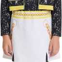 SAVITO Popular Singer Performance Outfits, Black Golden Printed Clothing Suitable for Kids Aged 3-12, Halloween Cosplay Costumes, Black A for 5-6 Years/ 130CM