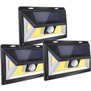 Upgrade 3-Pack Solar Motion Sensor Lights With Magnet, Ultra Bright Outdoor, 270 Wide Angle Waterproof Safety, for Courtyards, Garages, Decks (3 Black)