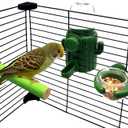 Parrot Water Feeder Bird Water Bottle Parrot Food Feeder with Perch Stand Bird Cage Accessories for Parakeet Budgie Lovebirds Cockatiel (Green)