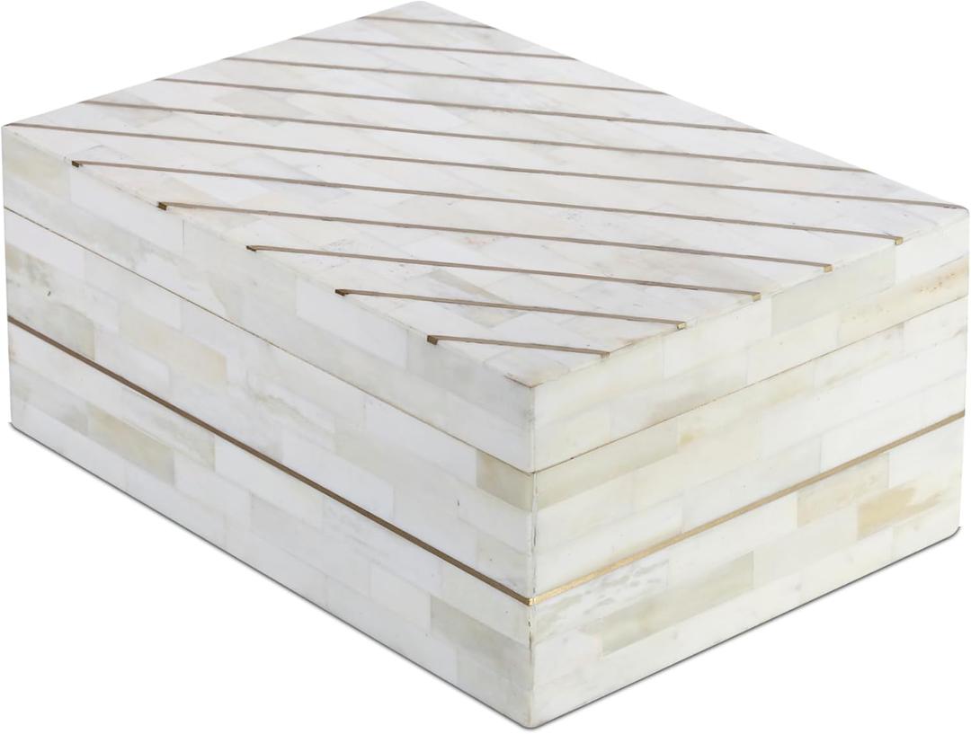 Handicrafts Home Large Decorative Storage Box with Lid  9x6x3.5 Coffee Table Organizer, Keepsake- Decorative Boxes for Home Decor, Stylish Decorative Box for Office Decor- Aegean Pearl