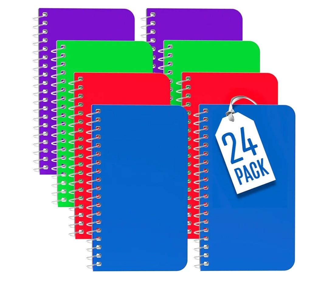 Alitte Small Spiral Notebooks - 24-Pack College-Ruled Mini Notepads 3x5 for School, Home, Office - Pocket-Sized for On-the-Go Writing - 60 Sheets per Pad, Assorted Colors