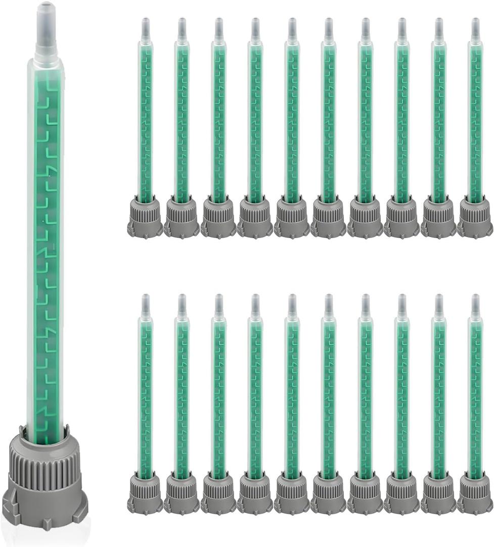20PCS Epoxy Mixing Nozzles, 16-Element, 3.58-Inch Static Mixer Tips for 50ml Cartridges, Compatible with 2-Part Adhesives (1:1 & 2:1 Ratio) & Leak-Proof for Resin & Glue