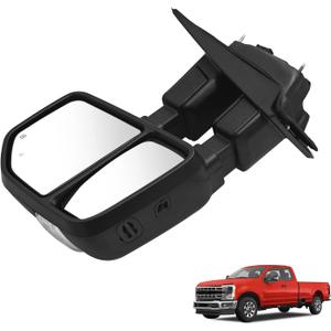 Left Driver Side Tow Mirror Compatible with Ford F250 F350 F450 F600 2023 2024 Power Heated with Turn Signal Light Driving Light BSM Signal Light PC3B17683CD