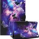 Amazon Kindle Fire HD 10 and Fire HD 10 Plus 10.1" Tablet Case (13th/11th Generation 2023/2021 Release), Slim Fit Leather Stand Smart Cover with Auto Sleep/Wake, Purple Butterfly