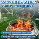 SafBbcue Fire Pit Spark Screen for Solo Stove Bonfire Shield Accessories, Stainless Steel Fire Pit Protector Mesh Screen for Solo Stove Bonfire Screen Cover, Round Spark Screen with Removal Tools