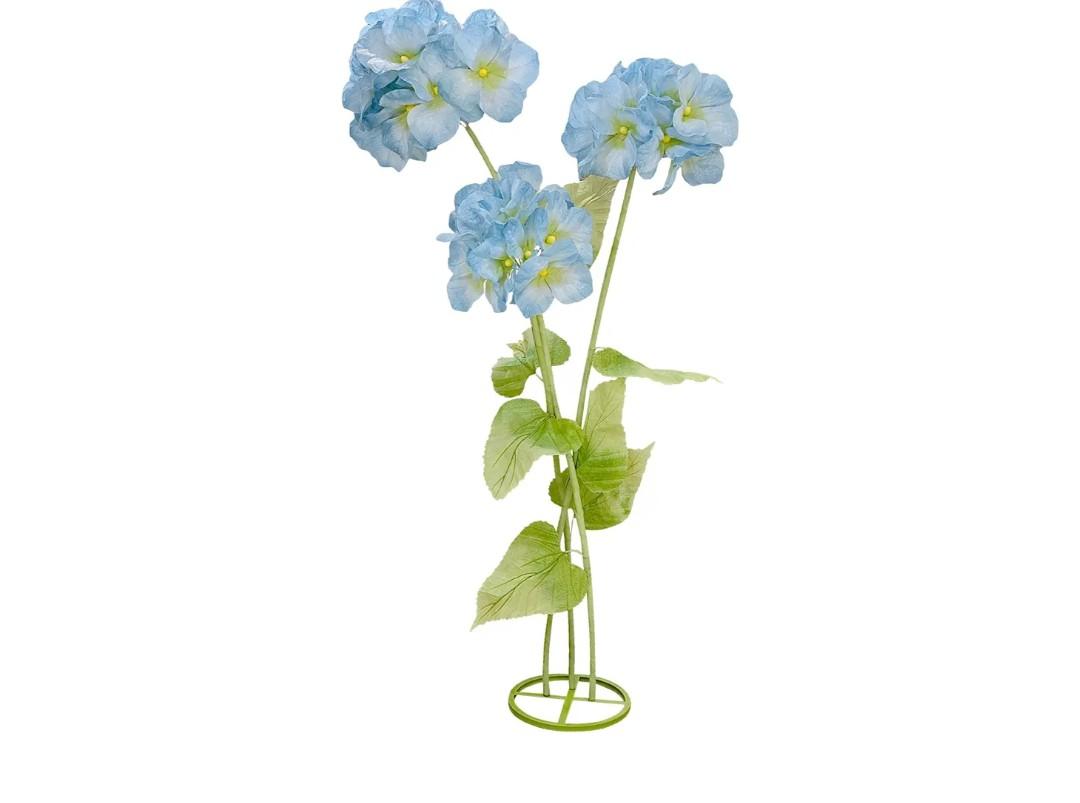 3Pcs Artificial Hydrangea Flowers for Outside, Large Flower Decorations for Birthday Party, Fake Flowers for Garden, Hotel, Office, Home Farmhouse Decor, Wedding, Art Gallery, Store-Blue