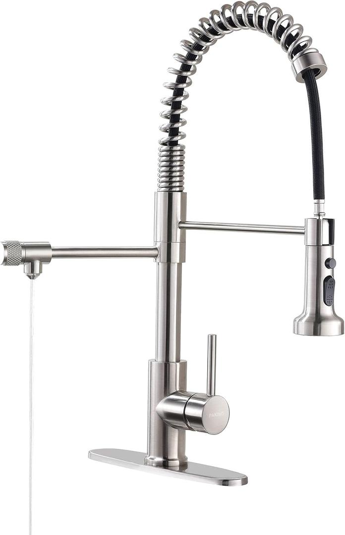 Kitchen Sink Faucet, Pull-Down Water Filtration Faucet, Bar Filter, Brushed Nickel, Stainless Steel, PB1017