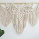 large macrame wall hanging - Boho Tapestry Macrame Wall Decor Art- Chic Bohemian Handmade Woven Tapestry Home Decoration for Bedroom Living Room Apartment Wedding Party - 43"x32" (Beige-fringe)