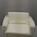 ALIMORDEN 2-in-1 Flip Out Cuddly Sherpa Kids Couch, Convertible Sofa to Lounger, Cream (Armchair)