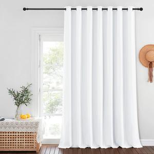 NICETOWN Blackout Patio Curtains 100 x 144 Inches Long for Sliding Door Extral Wide Blackout Curtain Panels Thermal Insulated Room Divider - Grommet Top, 100" W x 144" L, 1 Panel, White