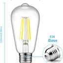 Ascher Dimmable Vintage LED Edison Bulbs, 6W, Equivalent 60W, Bright Cool White 4000K, 80+ CRI, ST58 Antique LED Filament Bulbs, E26 Medium Base, Clear Glass, Pack of 6