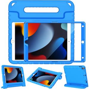LTROP Case For iPad 9th Generation/iPad 8th Generation/iPad 7th Generation for Kids, iPad 10.2 2021/2020/2019, Shockproof Handle Stand, Blue