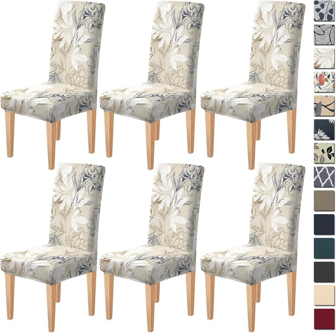 Dioxide High Stretch Chair Covers for Dining Chairs, Washable Dining Chair Covers Set of 6, Soft Kitchen Chairs Seat Covers, Parsons Chair Slipcovers Protectors for Home Hotel Restaurant Banquet