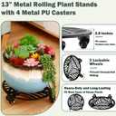 4 Packs Metal Plant Caddy with Wheels 13 inches Heavy-Duty Iron Rolling Plant Stand with Casters Indoor Outdoor Wheeled Plant Roller Base Pot Movers Plant Dolly Coaster Trolley Black