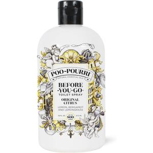Poo-Pourri Before-You-Go Toilet Spray Refill, Original Citrus, 16 Fl Oz, Up to 800 Uses, Bathroom Odor Deodorizer with Essential Oils for Home or Work, Lemon, Bergamot and Lemongrass Scent