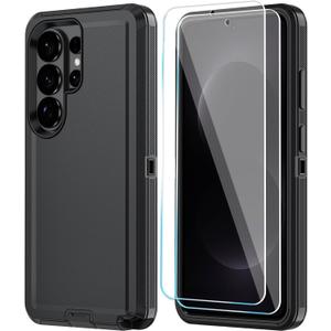ONOLA Phone Case for Samsung Galaxy S26 Ultra Case with HD Screen Protector, Heavy Duty Shockproof & Dropproof 3-Layer Cover Phone Case for Galaxy S26 Ultra 6.9'',Black