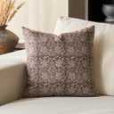 DOMVITUS Floral Pillow Covers 20x20 Throw Pillow Covers Block Print Vintage Decorative Neutral Pillow Cover for Couch Bed Living Room Dark Brown 1 PC