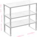 Metal Stackable Expandable Storage Shelf - Multi-Functional Home Storage Shelf, Suitable for Kitchen, Cabinet Bathroom, Office, Garage, etc. 3PACKS/White/Large