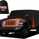 Waterproof Car Cover for Jeep Wrangler 2 Door 1987-2024 2025 JK JL TJ YJ CJ Sahara, Upgraded Outdoor Full Exterior Sun Rain Snow Hail Protection with Driver Door Zipper