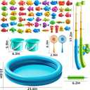 NIPLOOOW Pool Fishing Toys Games, Water Table Bathtub Toy with Inflatable Pool Pole Rod Net Plastic Floating Fish, Birthday Gifts for Kids Age 3 4 5 6 Year Old,Kids Outdoor Toys, Small