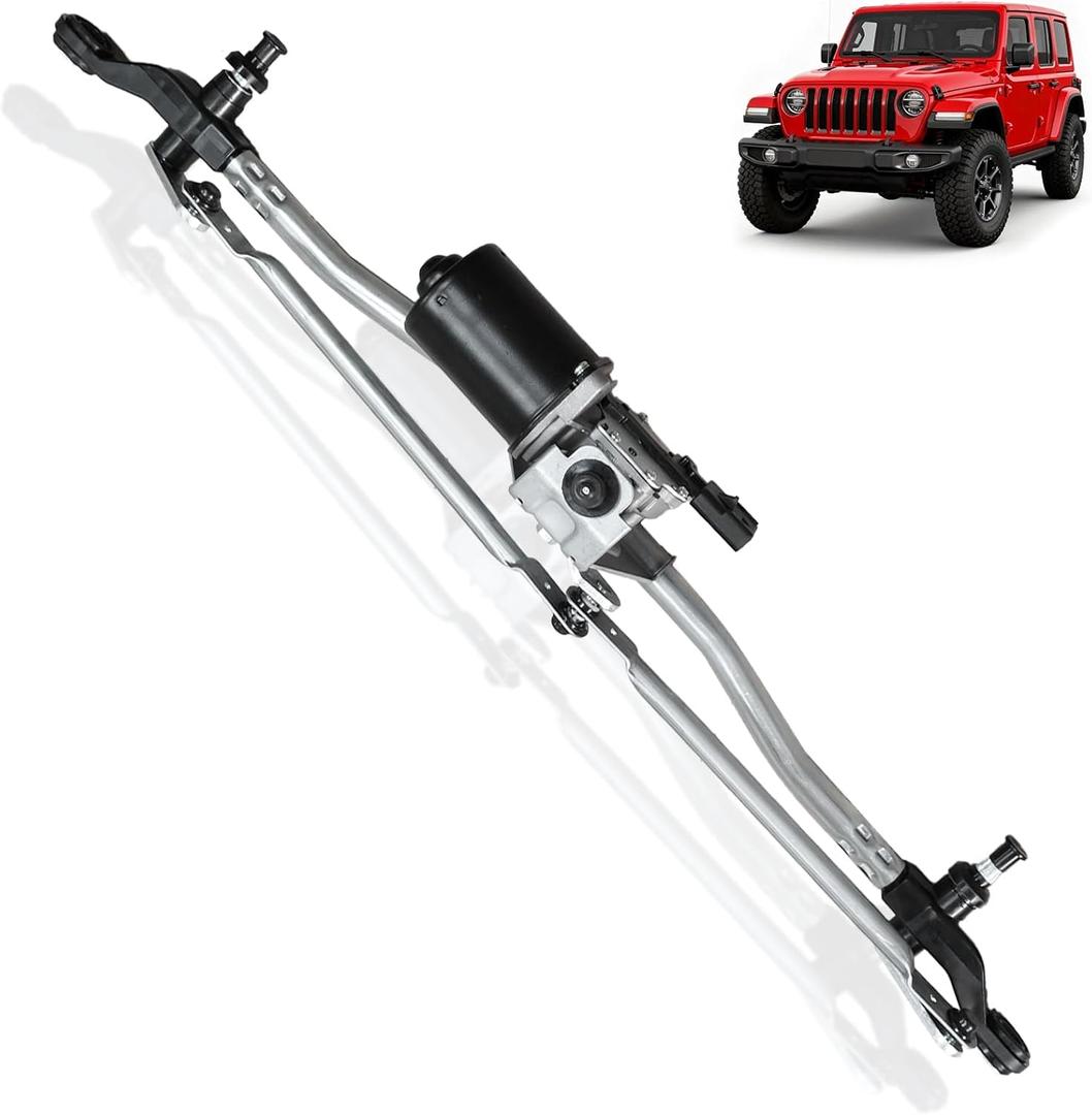 Front Windshield Wiper Motor and Linkage Assembly 55077859AB Compatible with Jeep Wrangler 2007-2017 Wrangler JK 2018 3.6L 3.8L V6 Replace# 602-105AS 602105AS 55077859AD 55077859AC