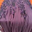 Adrianna Papell Womens Floral Beaded Godet Gown, Night Plum, Size 14