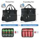 Coobiiya Lunch Box for Men Expandable Lunch Bag, 23L Large Cooler Lunch Box, Insulated Lunch Bag for Work/Adult with 4 Ice Packs&2 Snack Bags Double Deck Leakproof Heavy Duty bags for Women- Black