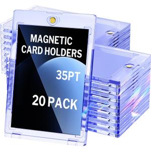 20-Pack Magnetic Card Holder, 35pt Single Card Holder Touch for Trading, Baseball Cards, U-V Protectors Hard Plastic, for Sports, Game, MTG Cards