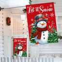 Winter Flag Set - Snowman & Cardinal - 28x40 & 12x18 Double Sided Christmas & Holiday Yard Flag (House + Garden Flags)