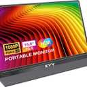 KYY Portable Monitor 15.6'' FHD 1080P USB C HDMI Gaming Monitor Ultra-Slim IPS Display w/Smart Cover & Speakers, Plug&Play, External Monitor for Laptop PC Phone Mac Xbox PS4