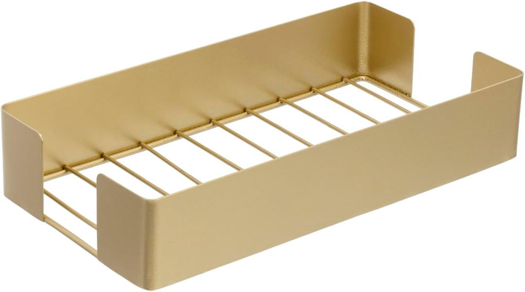 MyGift Modern Gold Tone Metal Guest Bathroom Countertop Folded Paper Towel Holder, Commercial Disposable Napkin Storage Tray for Sink Counter Vanity Table