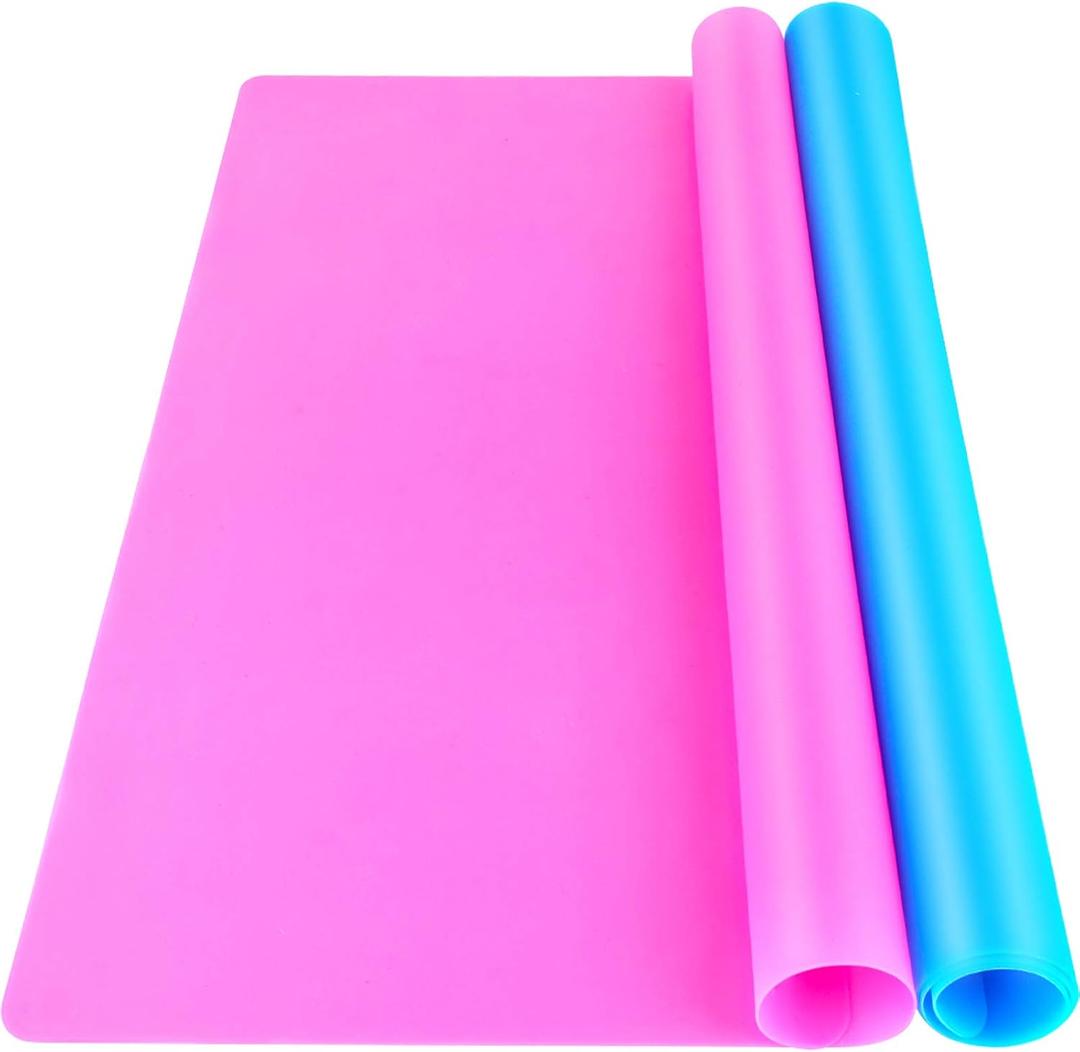 LEOBRO Silicone Mats for Crafts, 2 Pcs 23.4"x 19.5" Large Silicone Mats for Resin Clay Paint Jewelry Making, Countertop Protector Table Mat