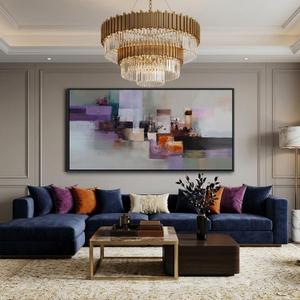 Purple Abstract Pictures for Living Room - Modern Canvas Wall Art, Framed Artwork for Bedroom, Office, Large Decorative Paintings, Elegant Wall Art Decor for Contemporary Spaces 29 x 58 In