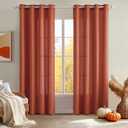 Burnt Orange Sheer Curtains 84 Inches Long 2 Panels Set for Living Room, Light Filtering Fall Curtains for Bedroom Living Room, Elegant Window Curtain Drapes, Each 42 Wx84 L