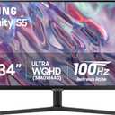SAMSUNG 34" ViewFinity S50GC Series Ultra-WQHD Monitor, 100Hz, 5ms, HDR10, AMD FreeSync, Eye Care, Borderless Design, PIP, PBP, LS34C502GANXZA, 2023, Black