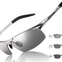 TJUTR Mens Photochromic Sunglasses Day & Night Driving Z87 Sun Glasses Polarized UV400 Protection Safety Glasses (A Silver Frame/Grey Photochromic Polarized Lens)